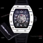 Best Copy Richard Mille RM 030 White Rush Limit Edition Watch Black Rubber Band